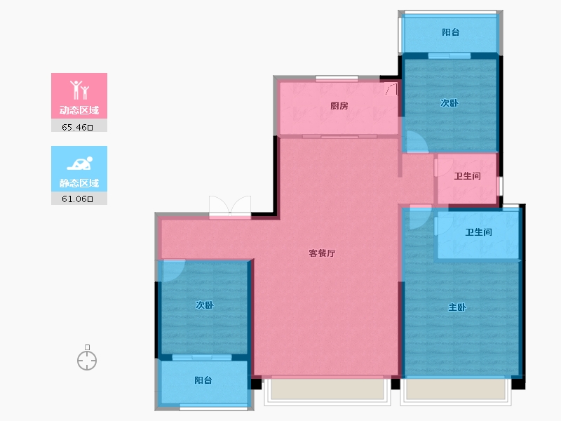 陕西省-西安市-万科东望-101.11-户型库-动静分区