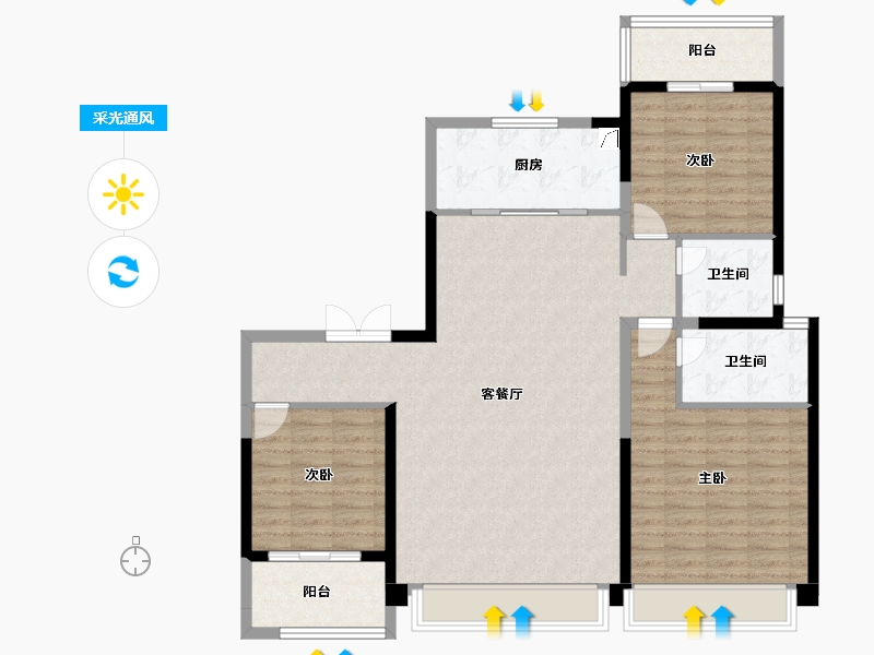 陕西省-西安市-万科东望-101.11-户型库-采光通风