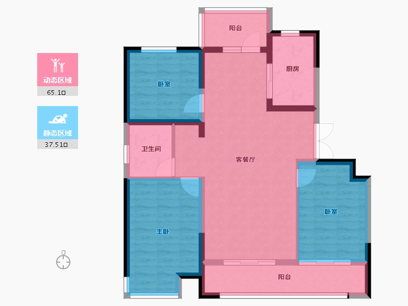 宁夏回族自治区-银川市-龙辰九悦湾三期-92.22-户型库-动静分区