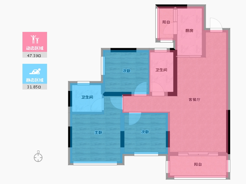 四川省-达州市-阳光·梵迪亚-69.60-户型库-动静分区