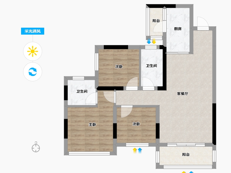 四川省-达州市-阳光·梵迪亚-69.60-户型库-采光通风