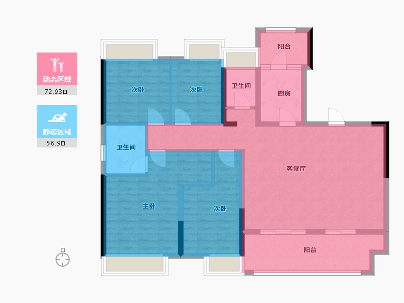 重庆-重庆市-中核壹號院-116.80-户型库-动静分区