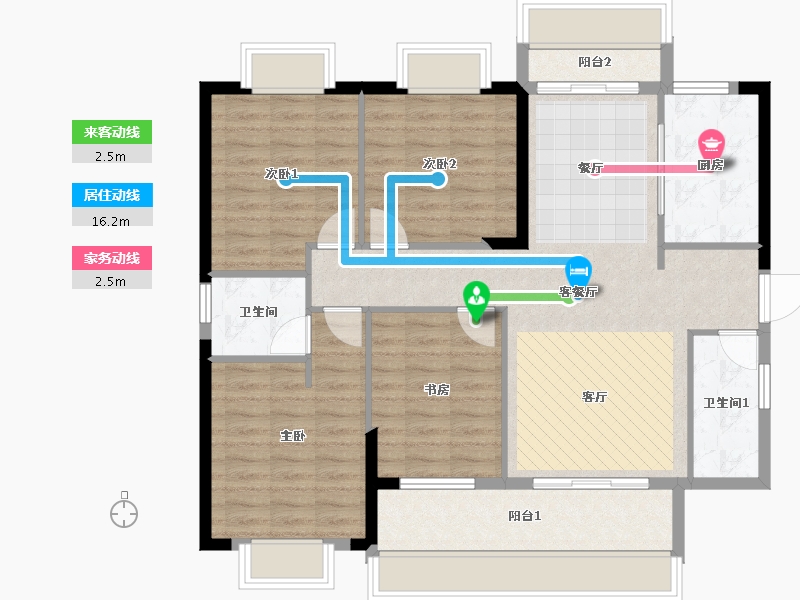 贵州省-六盘水市-星筑•中央公园-108.00-户型库-动静线