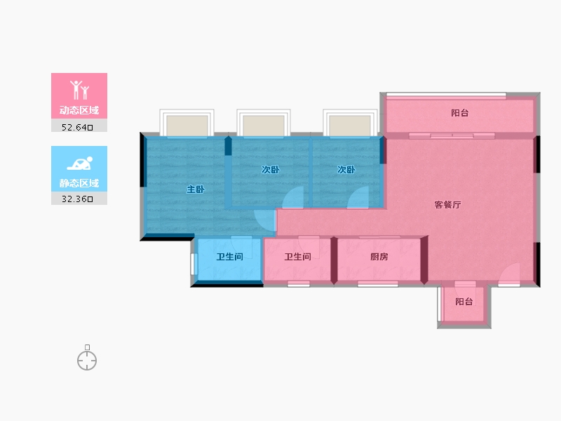 重庆-重庆市-建发和玺-75.59-户型库-动静分区