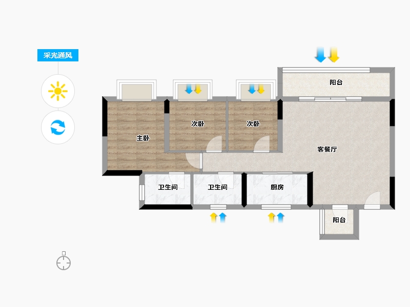 重庆-重庆市-建发和玺-75.59-户型库-采光通风