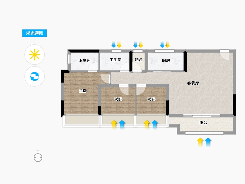 重庆-重庆市-建发和玺-74.31-户型库-采光通风