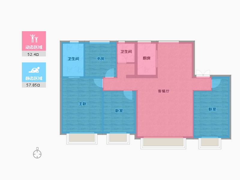 新疆维吾尔自治区-乌鲁木齐市-秦基·高铁1号院-100.23-户型库-动静分区