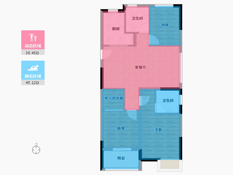 浙江省-金华市-荣安风荷上境-72.80-户型库-动静分区