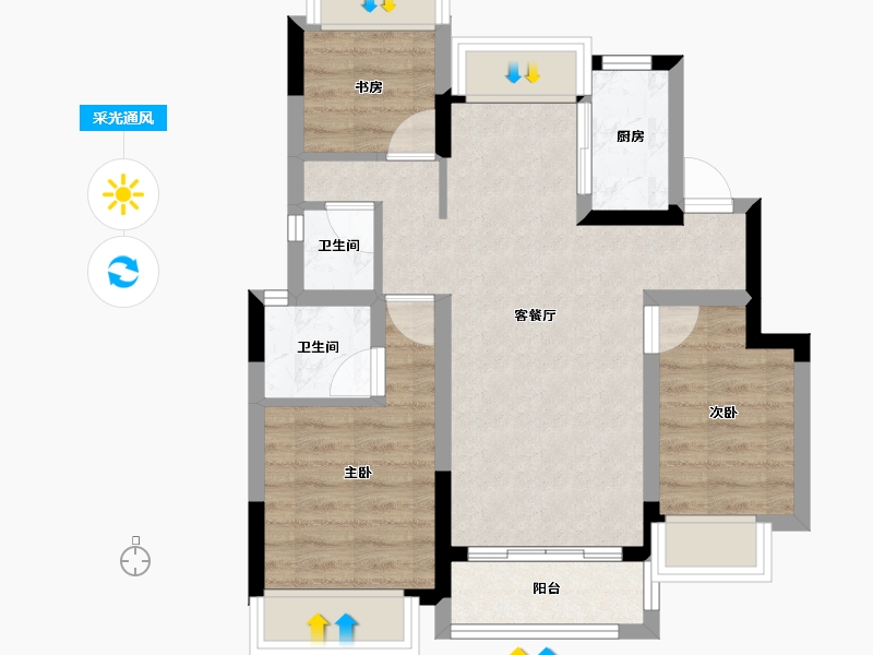 四川省-成都市-福星惠誉江山语-59.49-户型库-采光通风