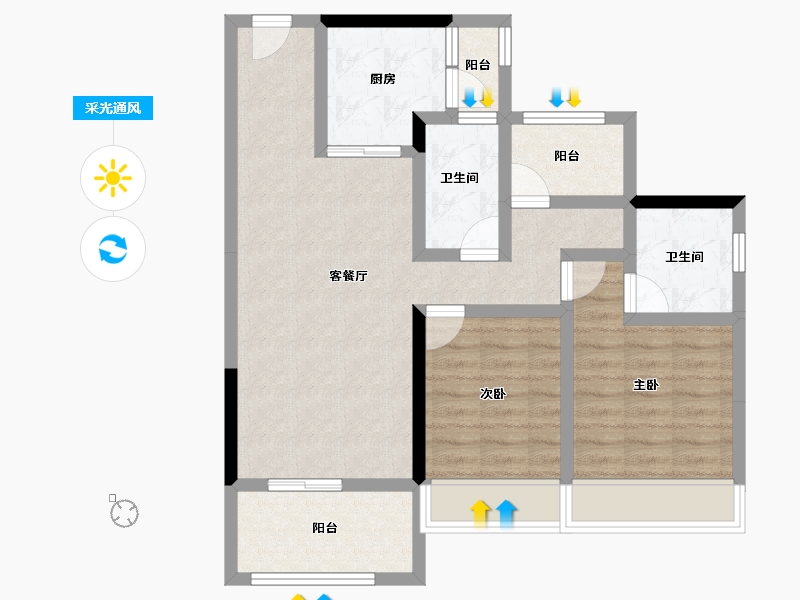 广东省-江门市-江门碧桂园凤凰城-79.07-户型库-采光通风