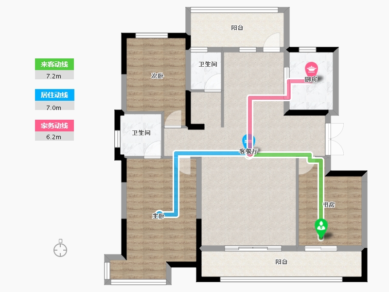 宁夏回族自治区-银川市-龙辰九悦湾三期-111.06-户型库-动静线