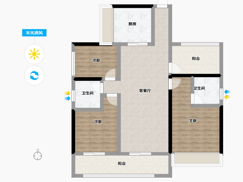 广东省-江门市-碧桂园·翡翠城-101.71-户型库-采光通风