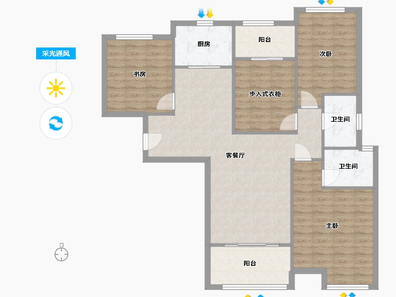 湖北省-武汉市-保利·心语-七期-107.00-户型库-采光通风