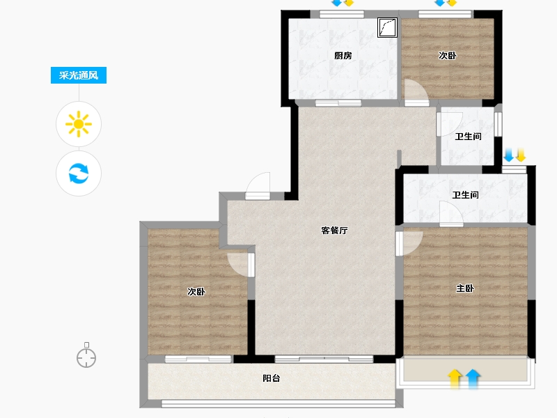 河南省-郑州市-华润置地丨北龙湖·瑞府-103.21-户型库-采光通风