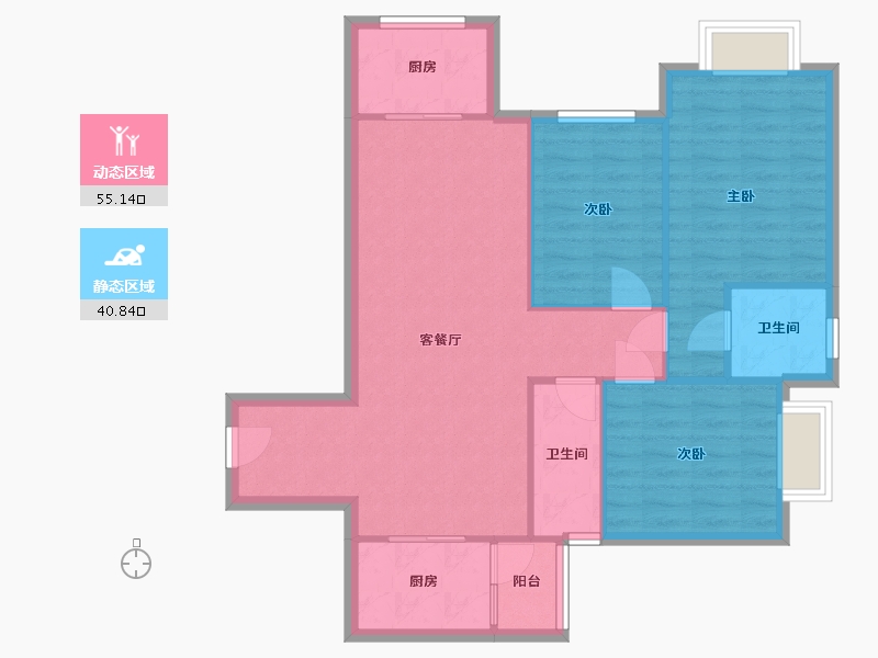 重庆-重庆市-万达广场-95.00-户型库-动静分区