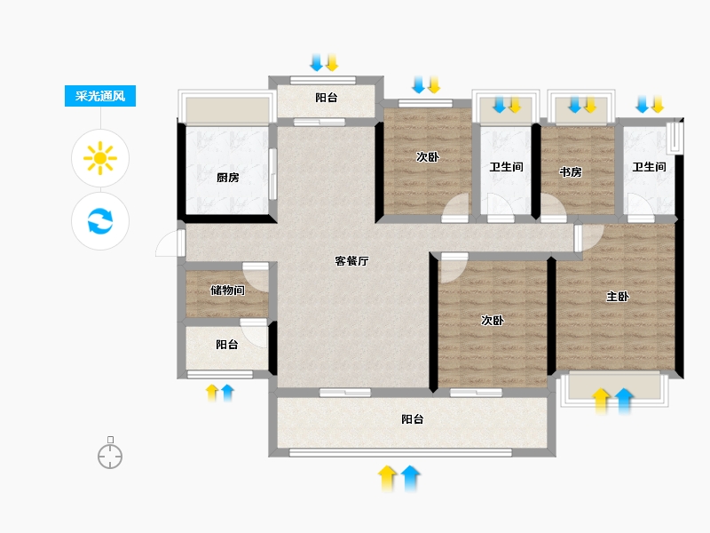 广东省-江门市-碧桂园·翡翠城-115.73-户型库-采光通风