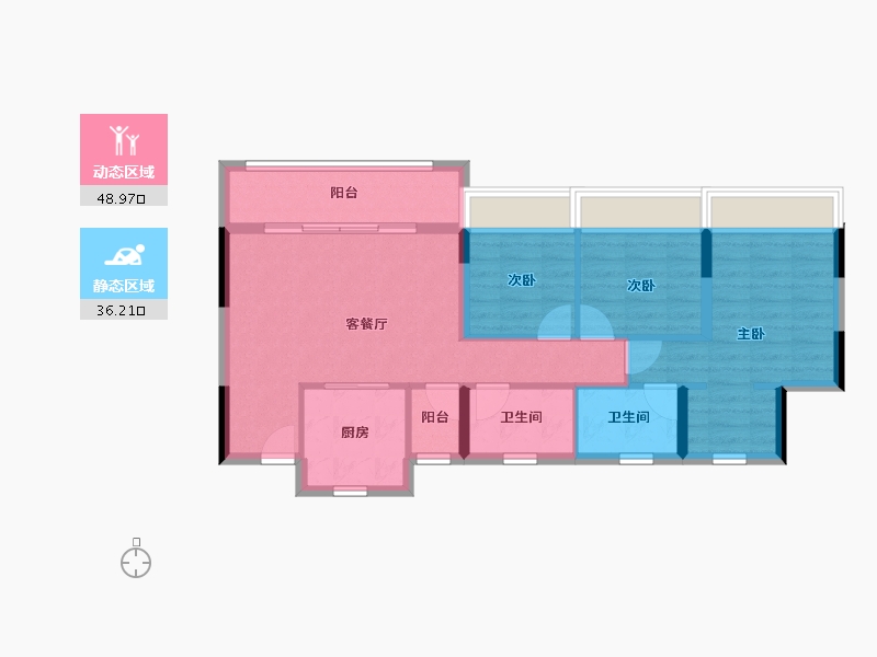 重庆-重庆市-建发和玺-75.78-户型库-动静分区