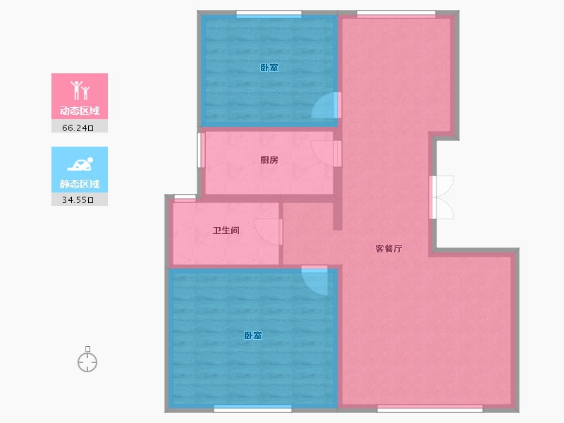 新疆维吾尔自治区-乌鲁木齐市-能源居小区-90.67-户型库-动静分区