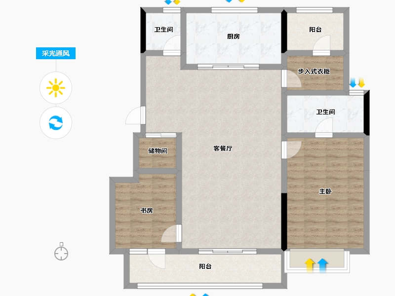 辽宁省-沈阳市-万科府前壹号-107.96-户型库-采光通风