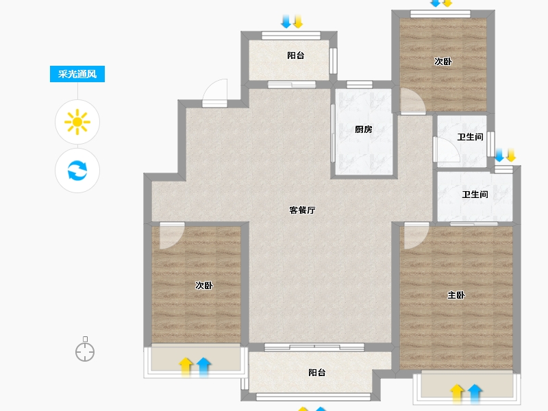 河南省-驻马店市-巨源国际花园-98.00-户型库-采光通风