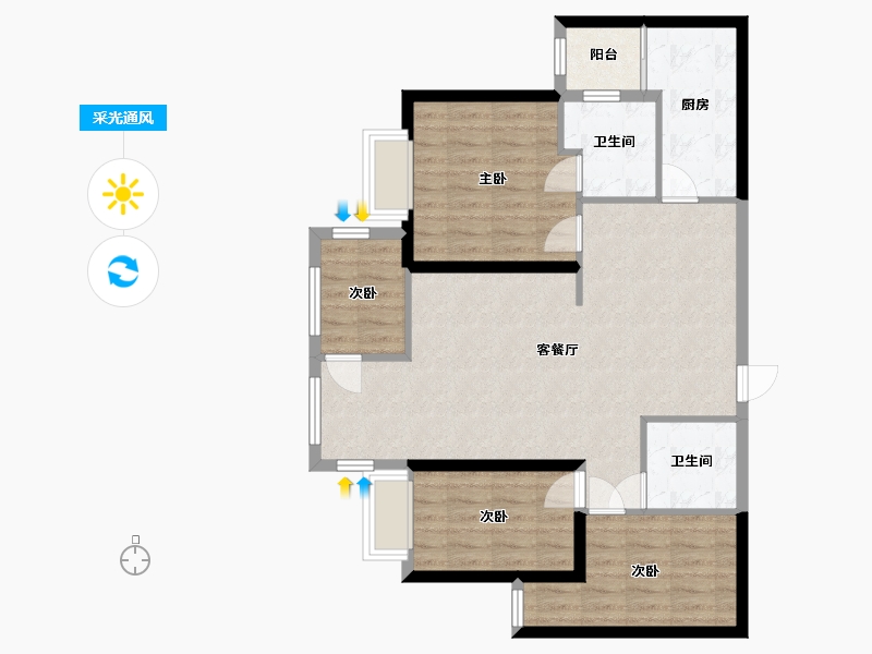 福建省-漳州市-联创文康府-84.00-户型库-采光通风