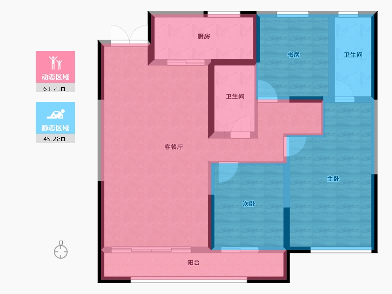 宁夏回族自治区-银川市-龙辰九悦湾三期-97.48-户型库-动静分区