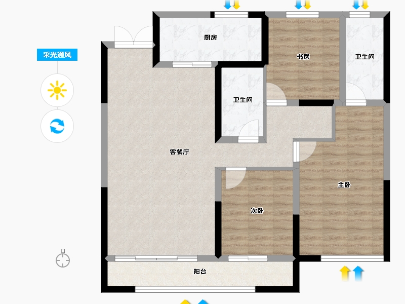 宁夏回族自治区-银川市-龙辰九悦湾三期-97.48-户型库-采光通风