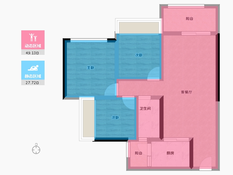 广东省-江门市-盛安江畔-67.15-户型库-动静分区