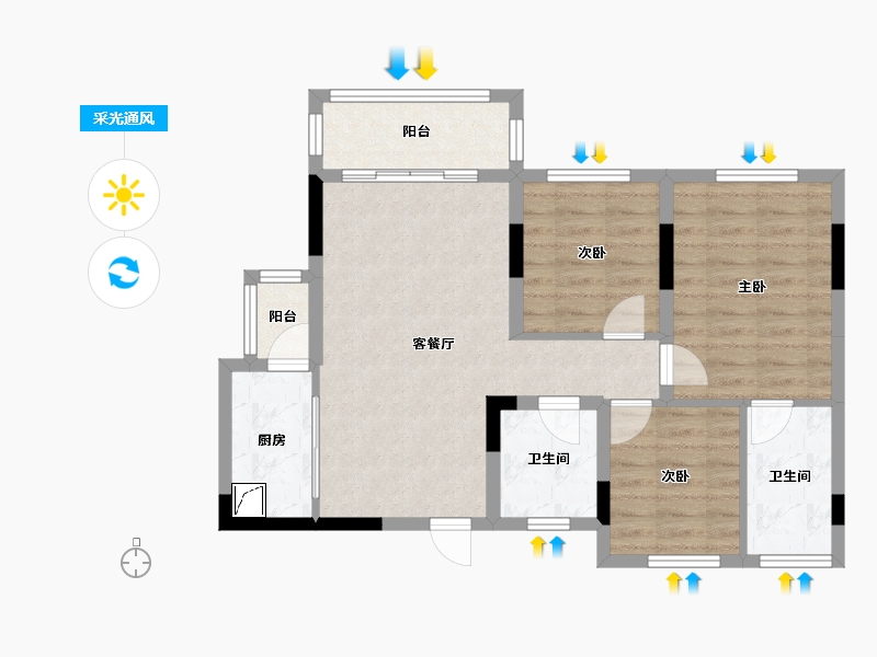 四川省-达州市-阳光·梵迪亚-73.37-户型库-采光通风