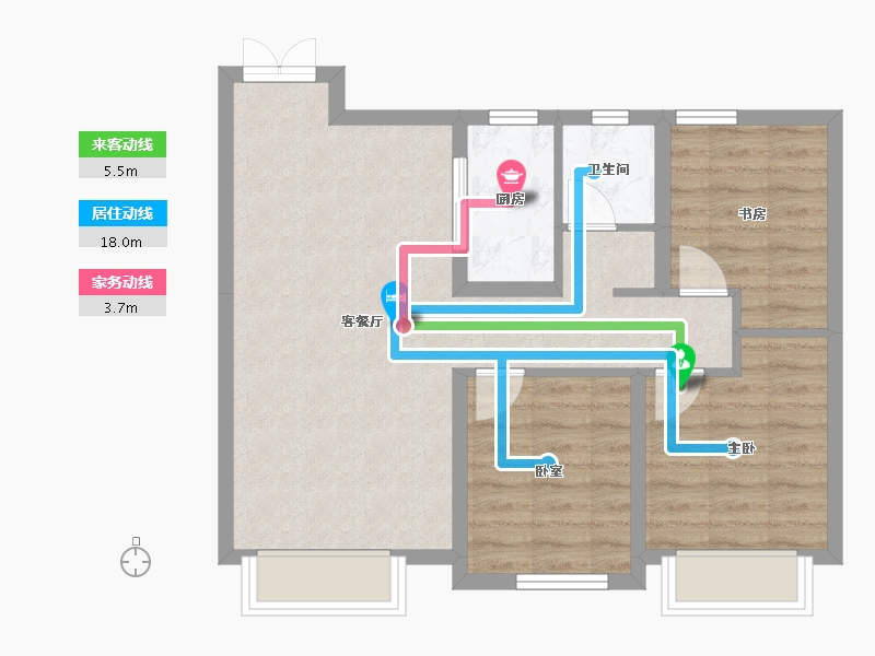 新疆维吾尔自治区-乌鲁木齐市-东方今典·御府-65.30-户型库-动静线