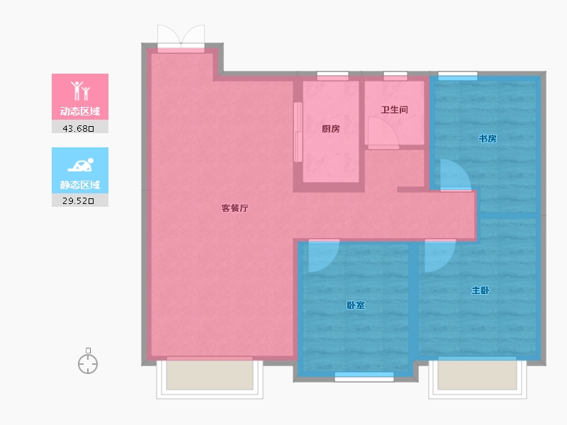 新疆维吾尔自治区-乌鲁木齐市-东方今典·御府-65.30-户型库-动静分区