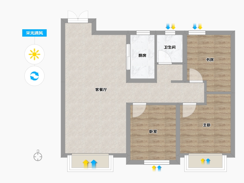 新疆维吾尔自治区-乌鲁木齐市-东方今典·御府-65.30-户型库-采光通风