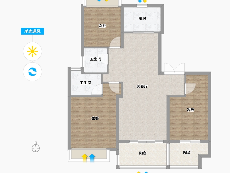 江苏省-镇江市-天怡·天瑞宸-100.80-户型库-采光通风