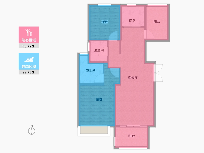 江苏省-镇江市-天怡·天壹人家-79.20-户型库-动静分区