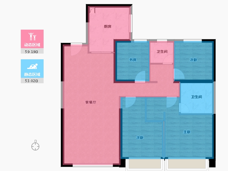 陕西省-西安市-西安天铂-100.71-户型库-动静分区