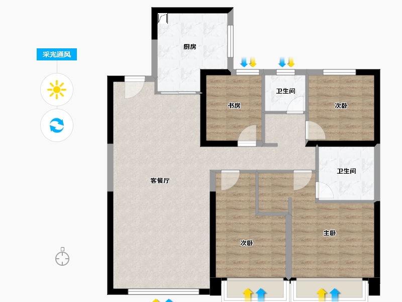 陕西省-西安市-西安天铂-100.71-户型库-采光通风