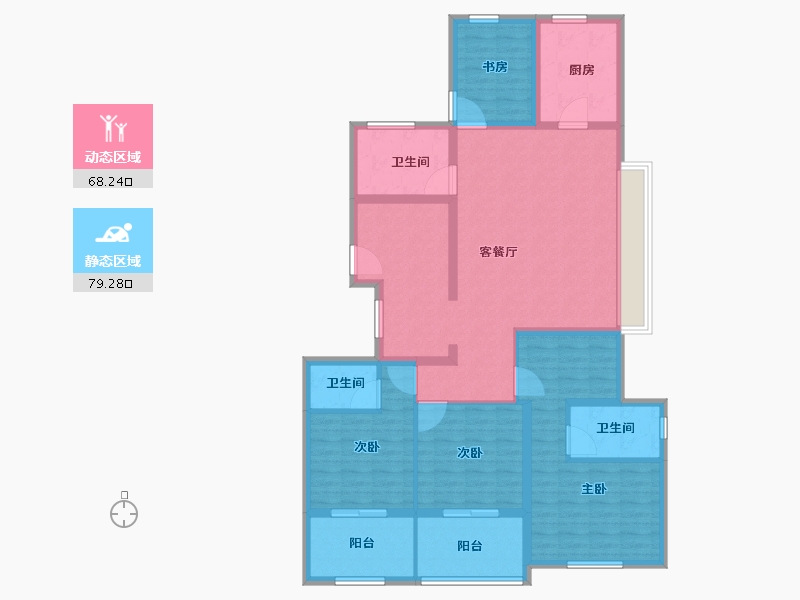 浙江省-杭州市-栖江揽月轩-132.01-户型库-动静分区