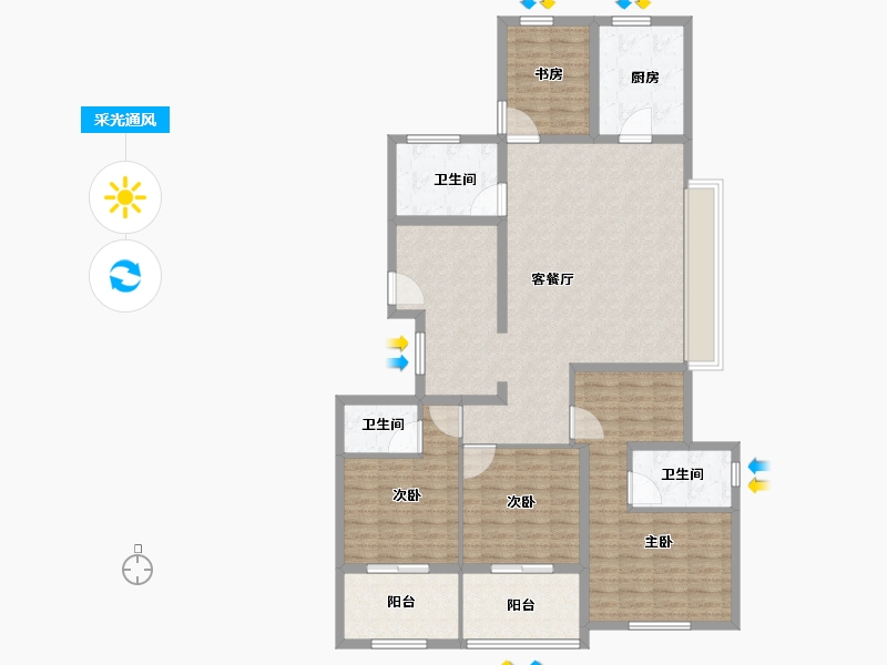 浙江省-杭州市-栖江揽月轩-132.01-户型库-采光通风