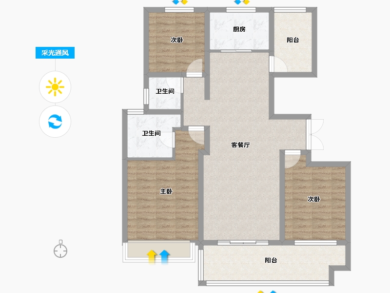 江苏省-镇江市-天怡·天壹人家-104.00-户型库-采光通风