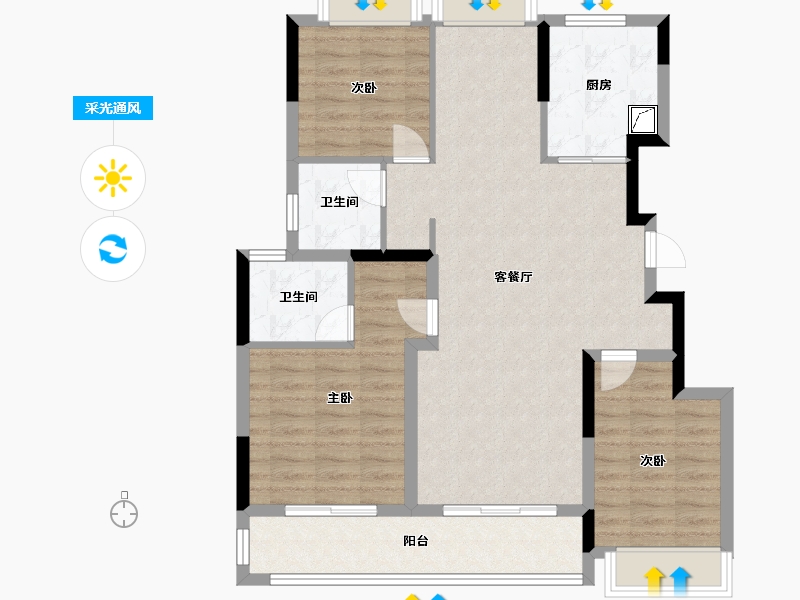 江苏省-镇江市-融创·京源里-95.27-户型库-采光通风