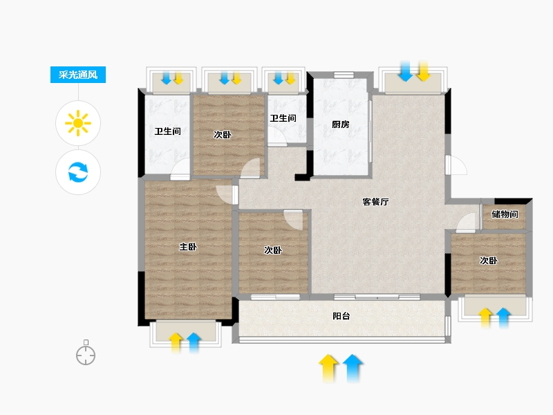 江苏省-镇江市-融创·京源里-114.40-户型库-采光通风