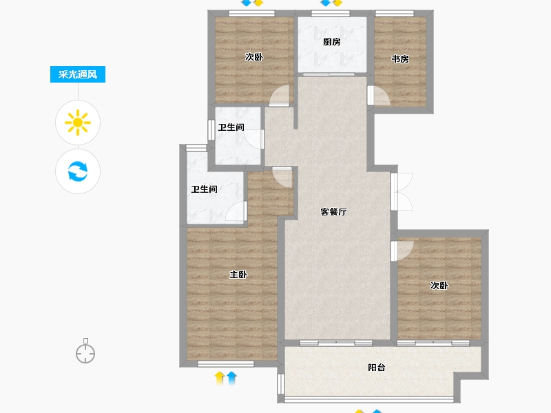 江苏省-镇江市-天怡·紫宸-111.20-户型库-采光通风