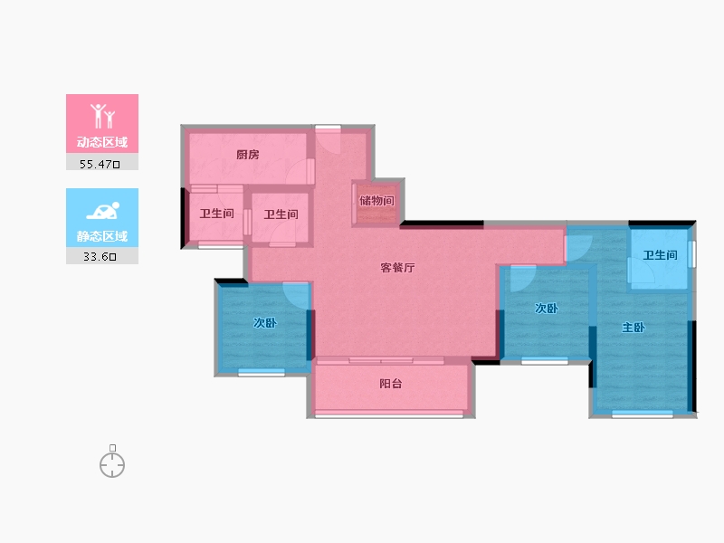 重庆-重庆市-春风与辰-78.51-户型库-动静分区