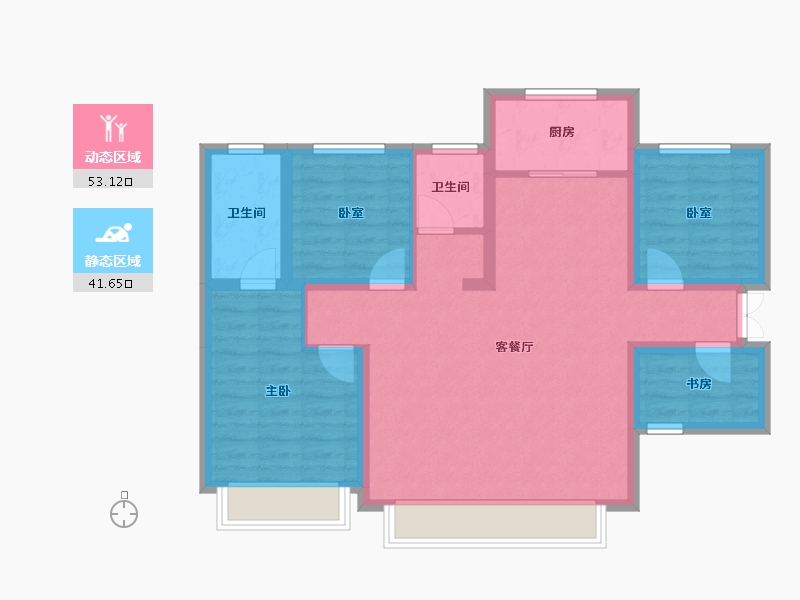 新疆维吾尔自治区-乌鲁木齐市-秦基·高铁1号院-84.26-户型库-动静分区