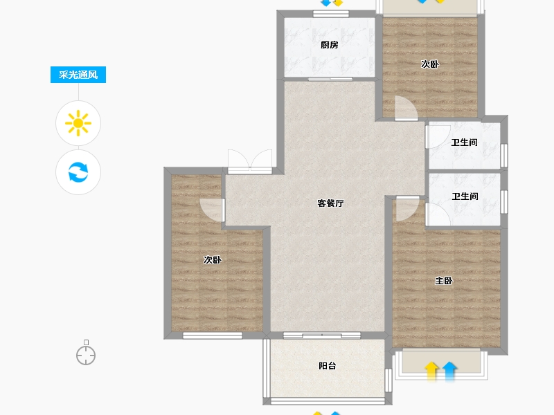 江苏省-镇江市-天怡·天瑞宸-103.31-户型库-采光通风