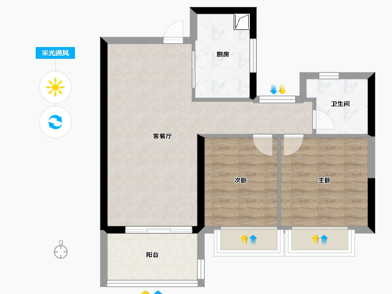 江苏省-镇江市-融创·京源里-61.60-户型库-采光通风