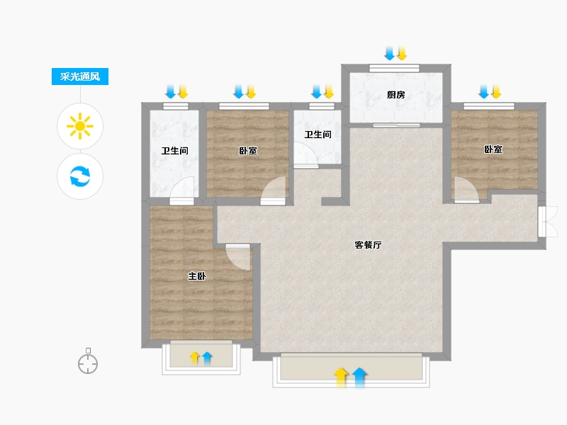 新疆维吾尔自治区-乌鲁木齐市-秦基·高铁1号院-81.07-户型库-采光通风