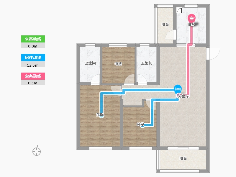 陕西省-西安市-滨江翡翠城-91.32-户型库-动静线