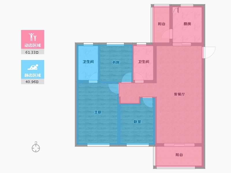 陕西省-西安市-滨江翡翠城-91.32-户型库-动静分区