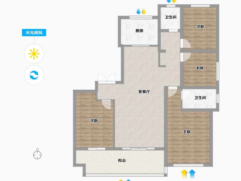 江苏省-镇江市-天怡·紫宸-122.41-户型库-采光通风